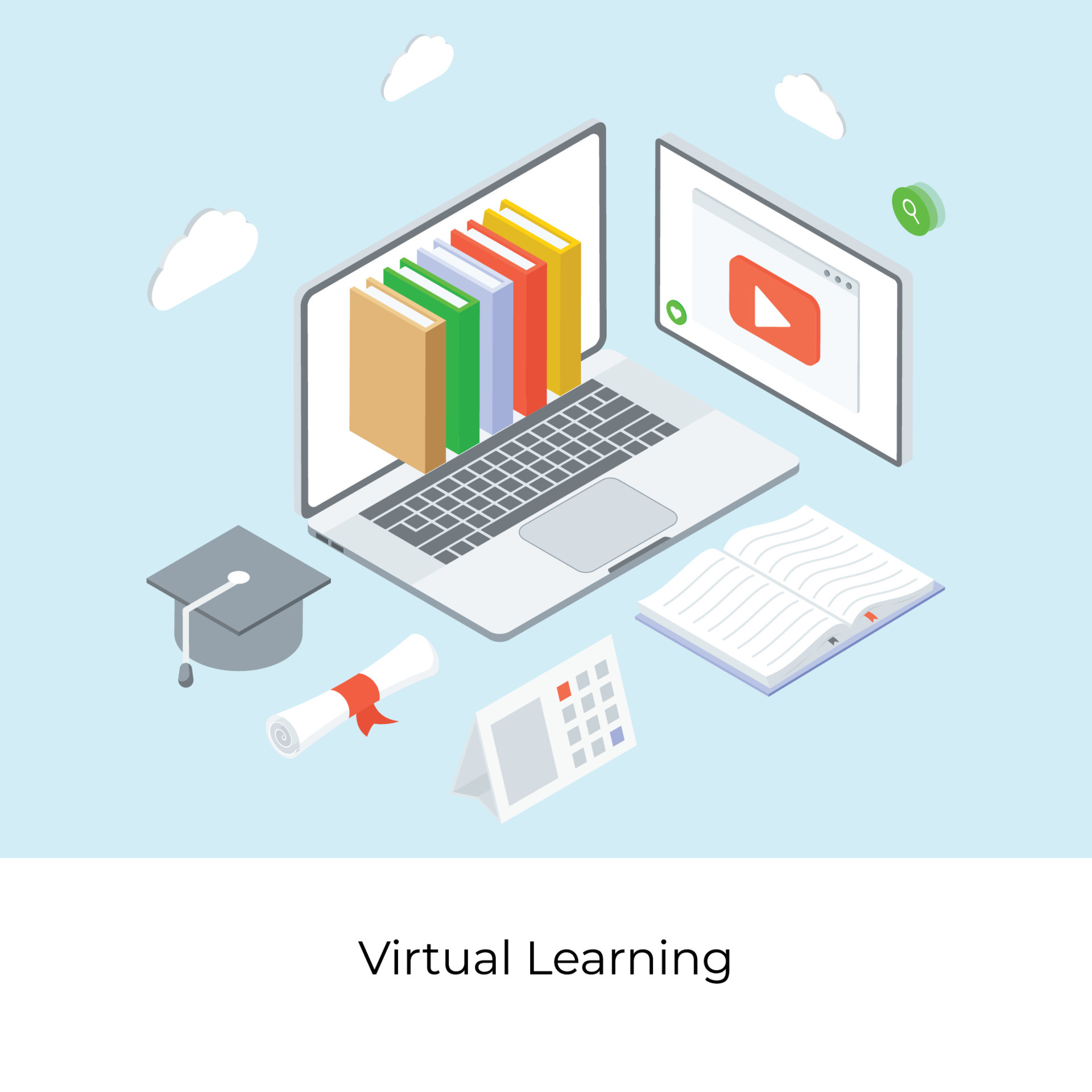 conceptos de aprendizaje virtual 5095128 Vector en Vecteezy