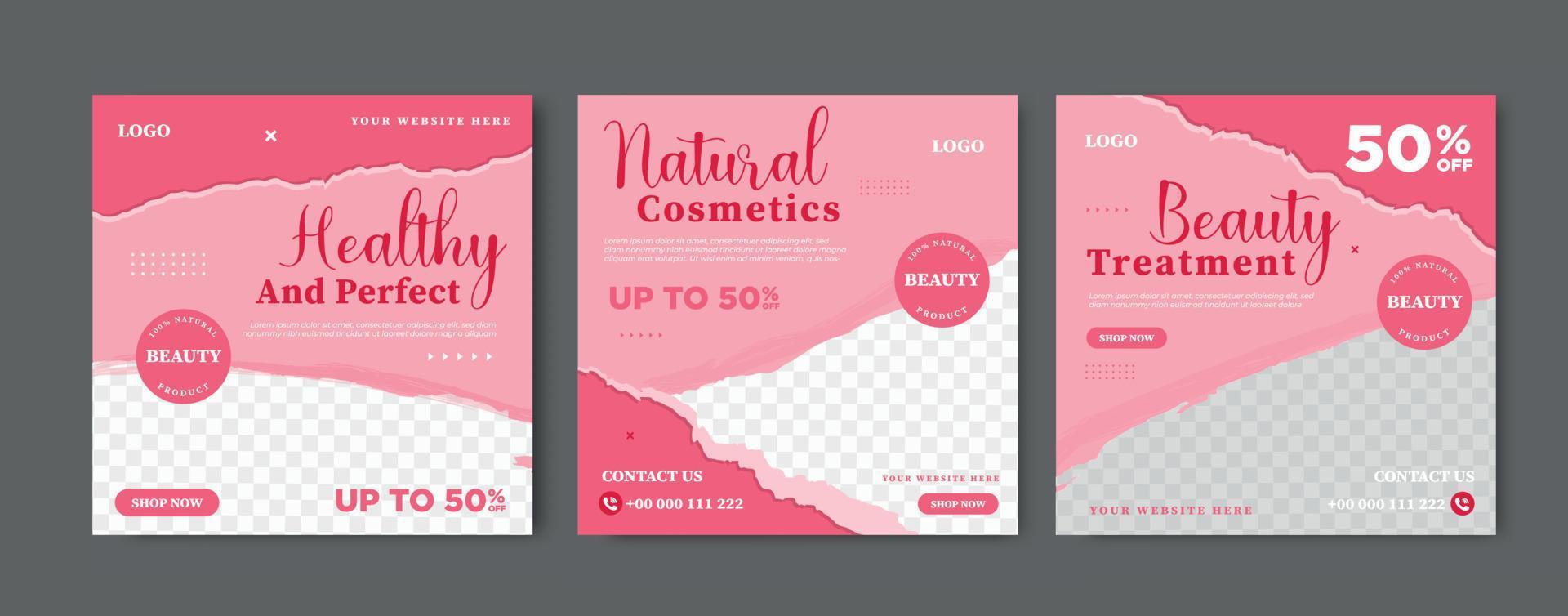 Beauty Center Makeup Social media post Banner Square Flyer Template Design vector