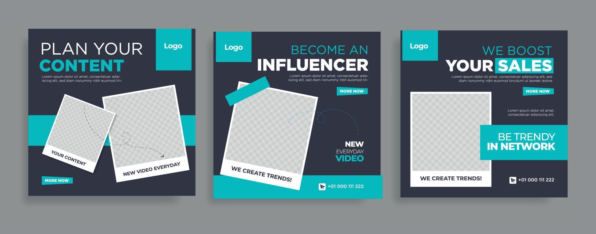 Influencer social media post collection vector