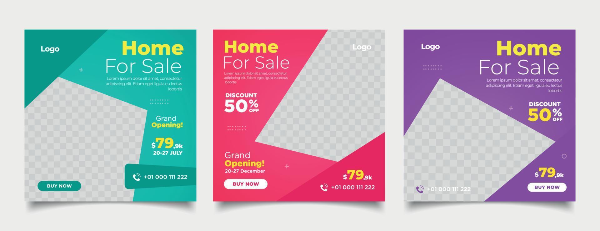 Real estate social media post web banner vector