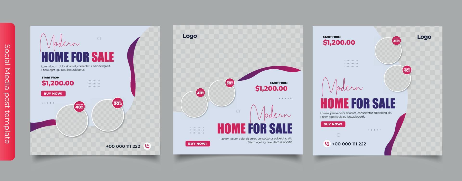 Real estate social media post web banner vector