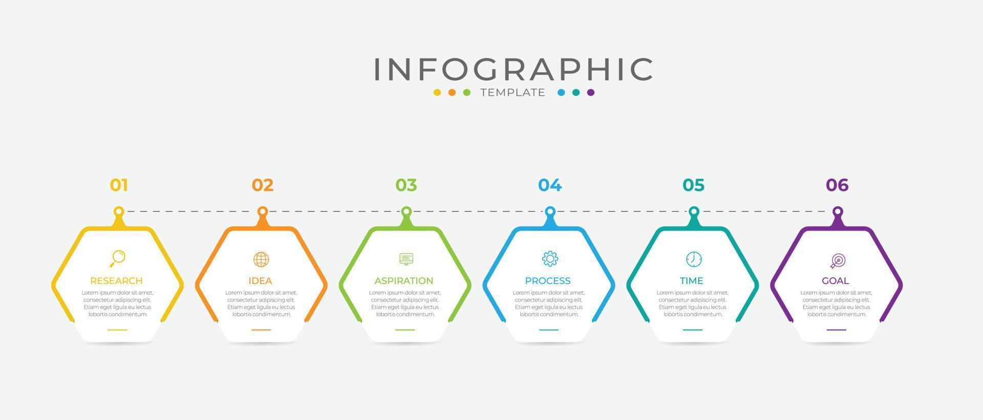 Business infographic element with 6 options, steps, number vector template design