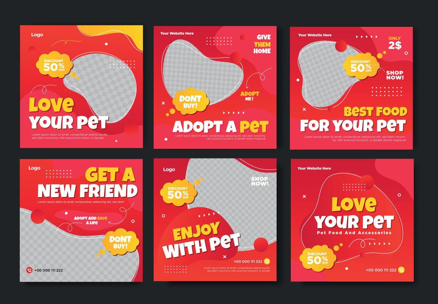 Pet shop banner for social media instagram post template vector