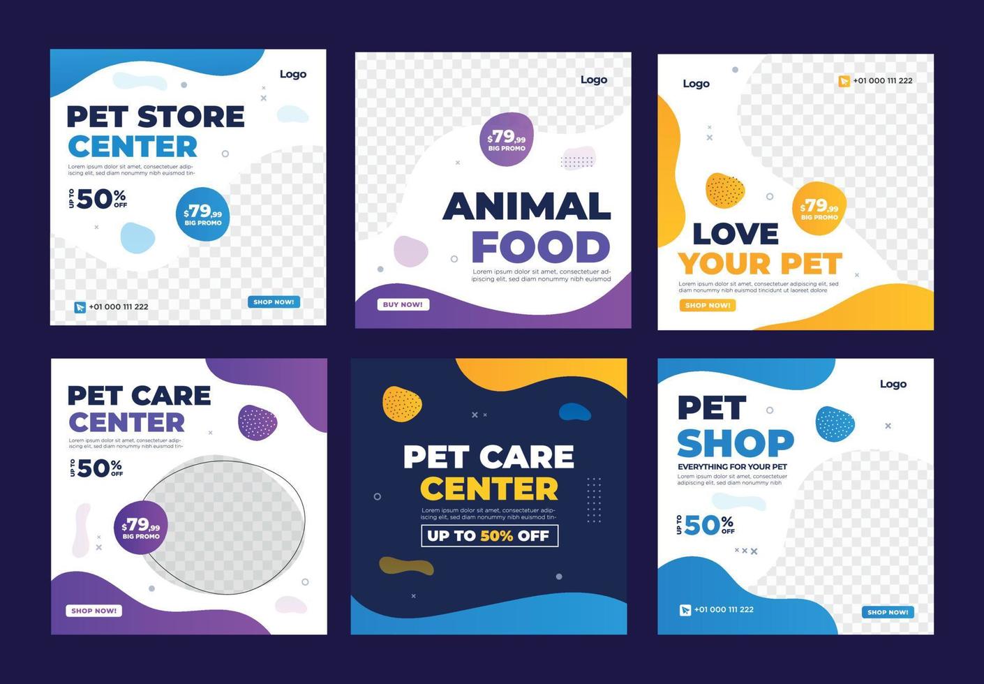 Pet shop banner for social media instagram post template vector