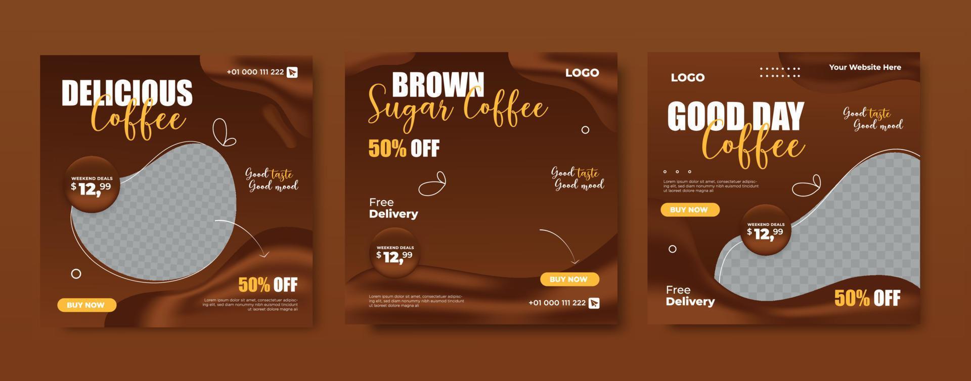 Drink menu promotion social media post banner template vector