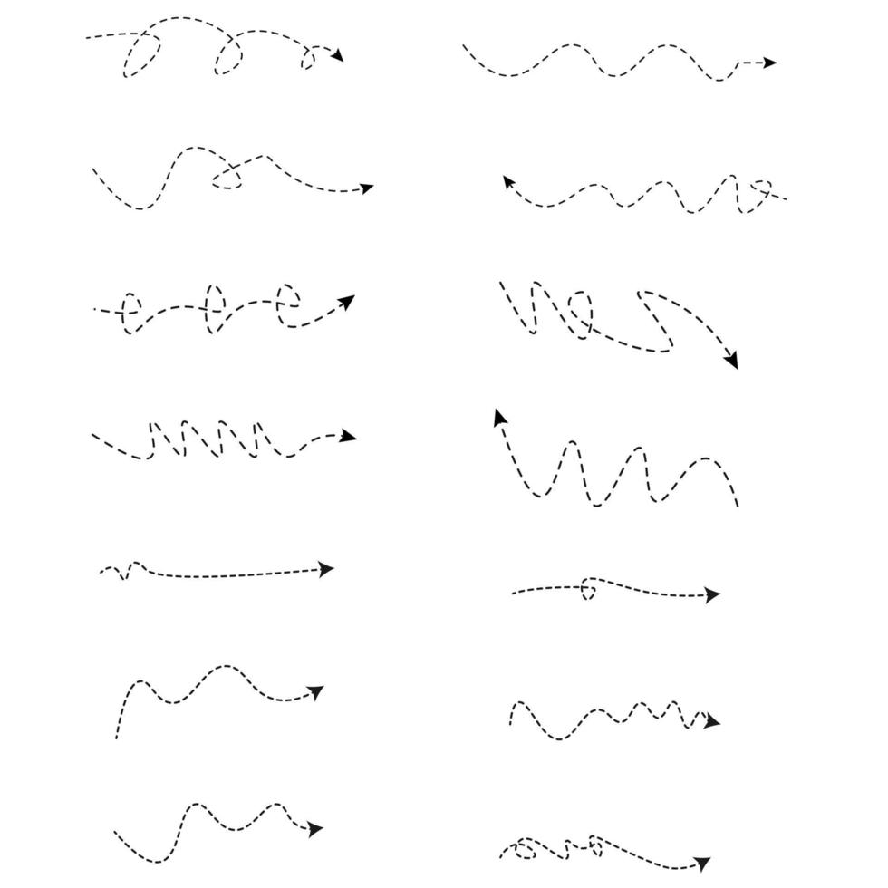 Dashed Line Arrows Vector Set For Your Projects