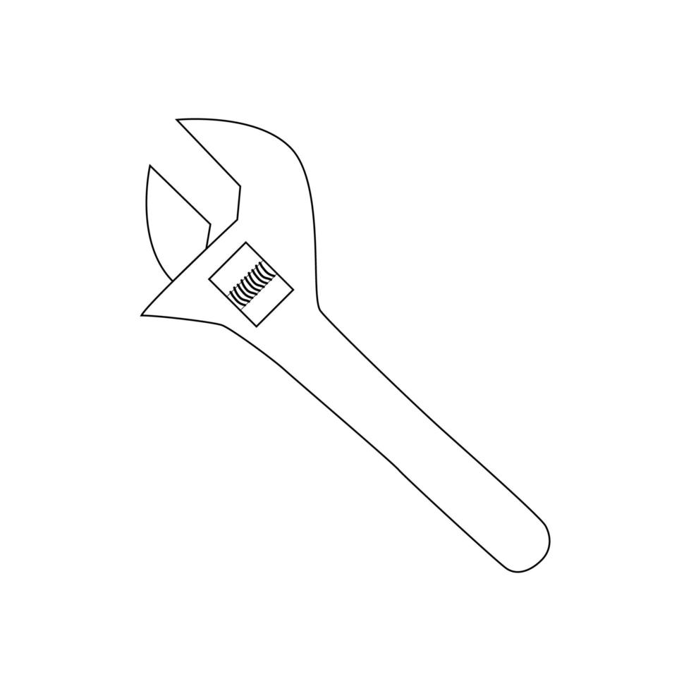 Wrench line icon. llustration for repair theme, doodle style vector