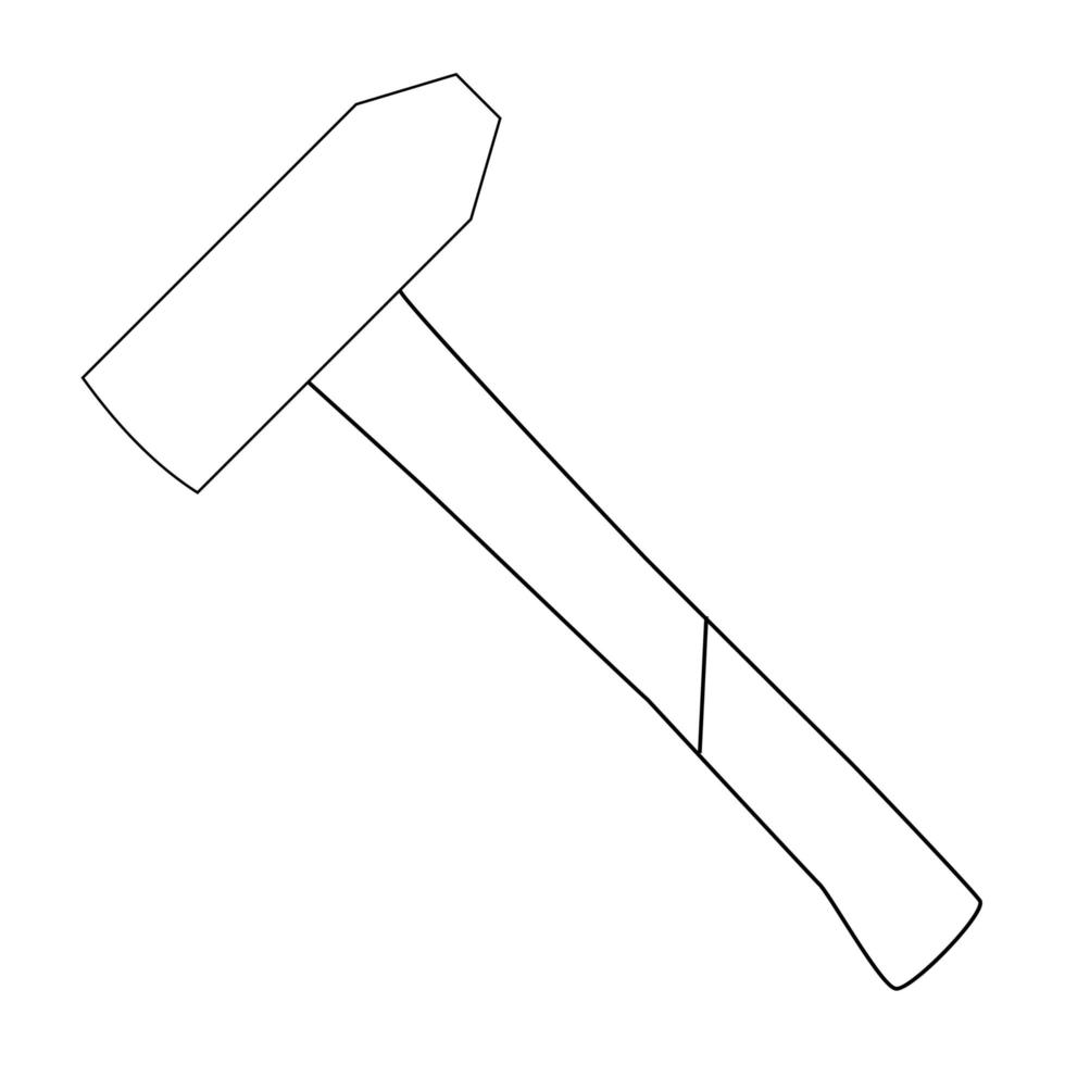 Hammer line icon. llustration for repair theme, doodle style vector
