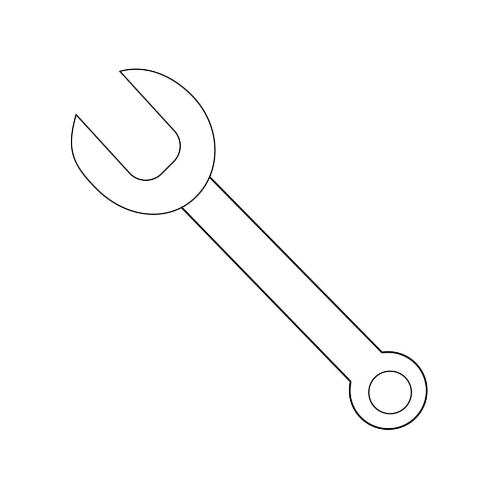 Wrench line icon. llustration for repair theme, doodle style vector