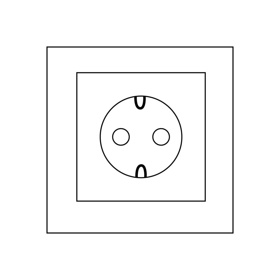 icono de línea de toma de corriente. ilustración para el tema de la reparación, estilo garabato vector