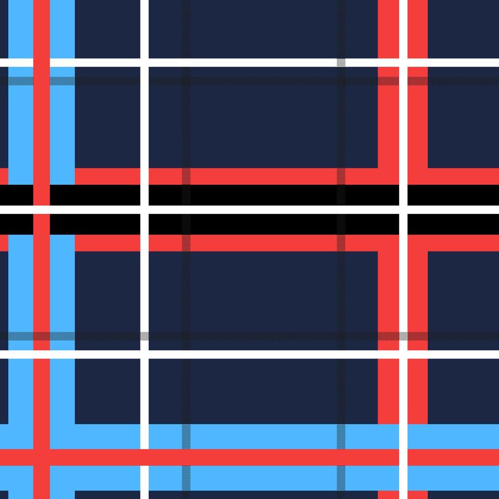Plaid checkered seamless pattern. Dark blue flannel fabric in cage. Vector illustration.