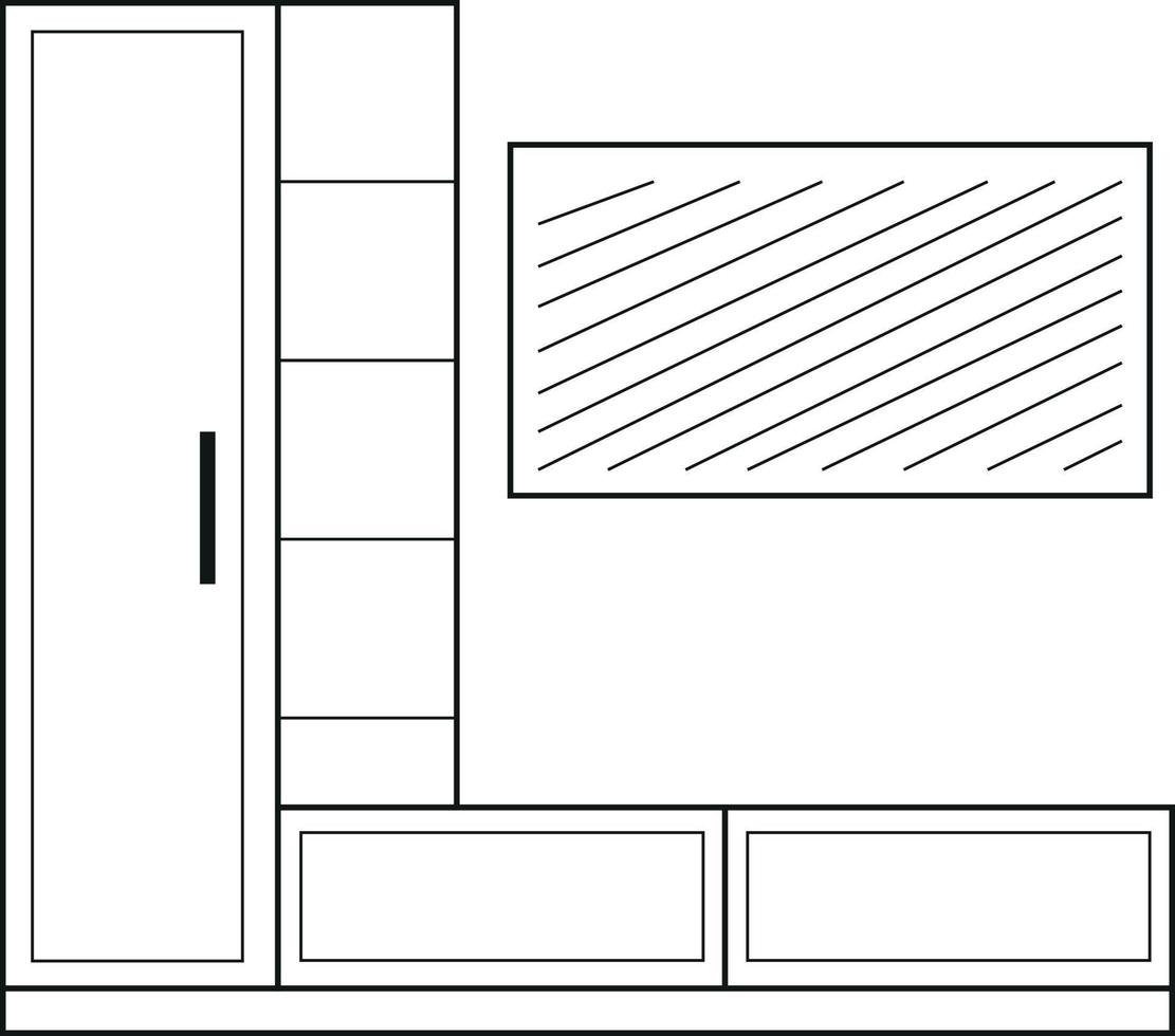 Living room linear icon. Contour symbol. Vector isolated outline