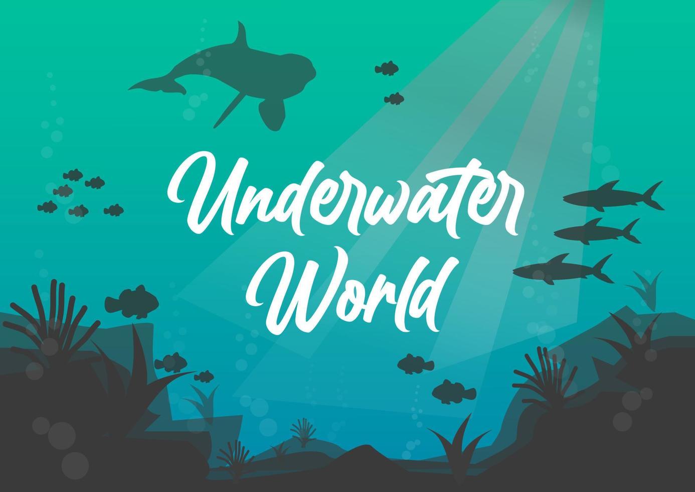 Underwater Ocean World Nature Flat Illustration vector