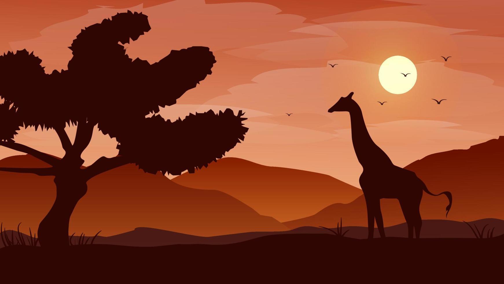 Africa Nature Landscape Flat Illustration vector