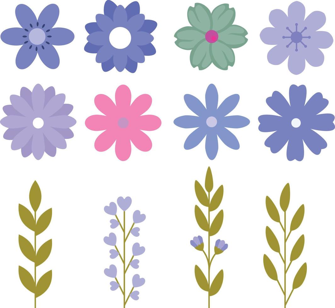 Flower and leaf pack vector