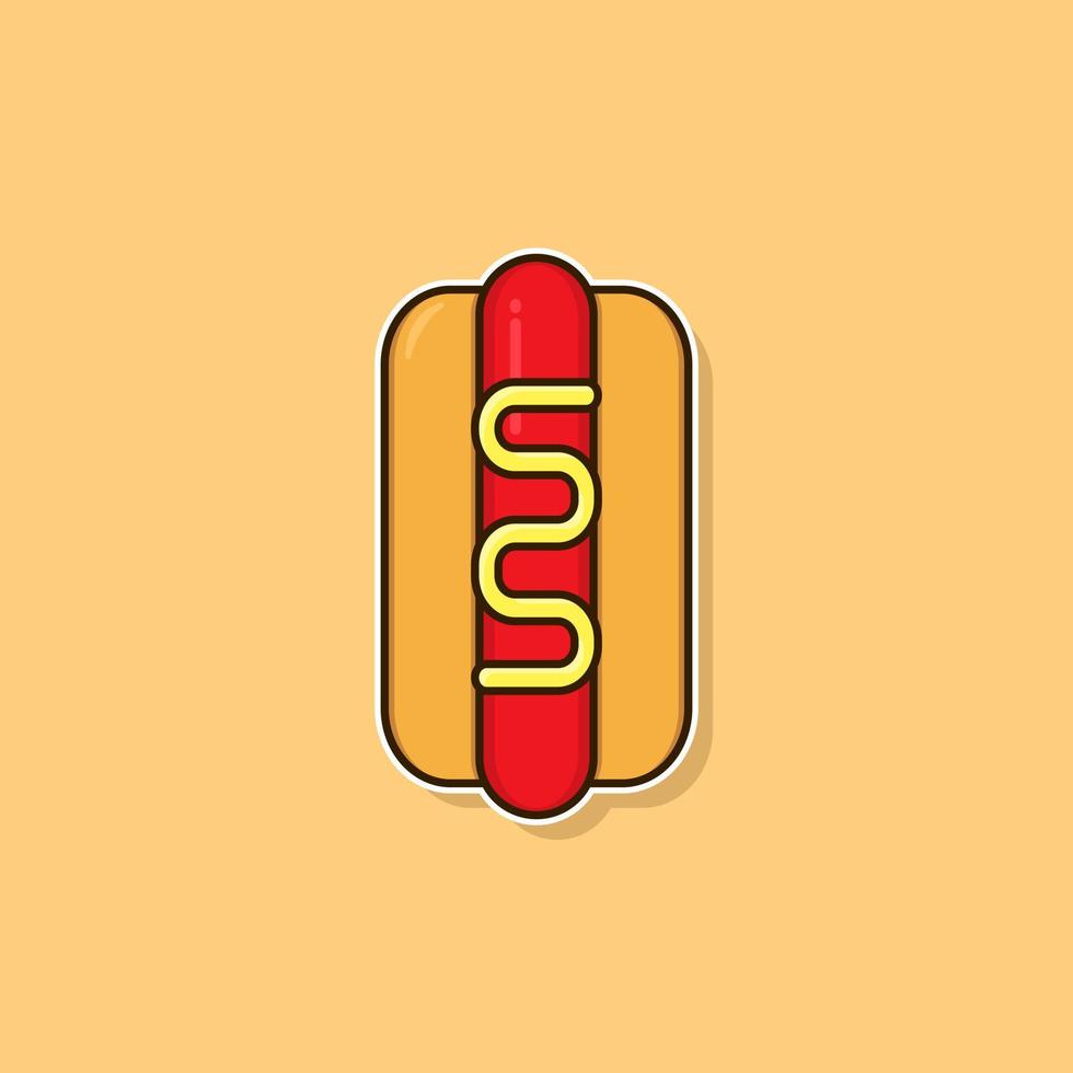 Hot dog cartoon style icon illustration vector