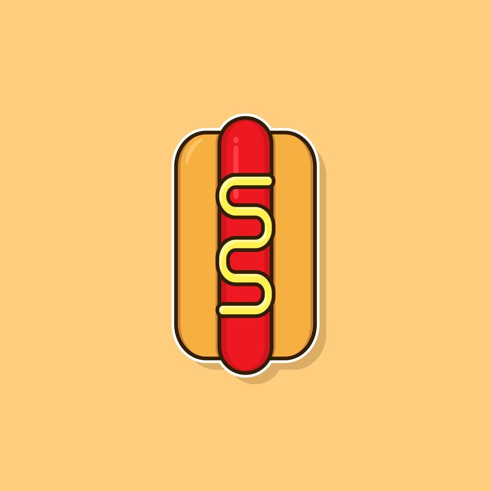 ilustración de icono de estilo de dibujos animados de perro caliente vector