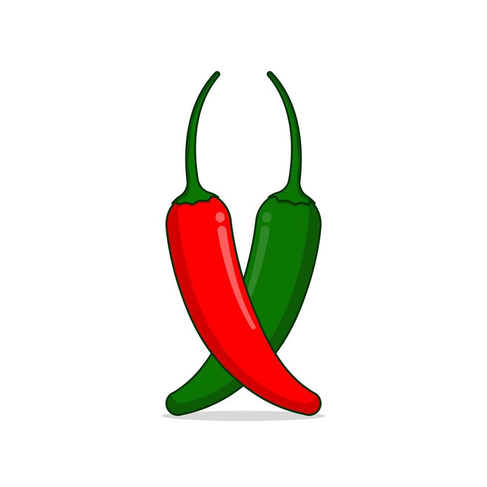 Red and green chili illustration vector