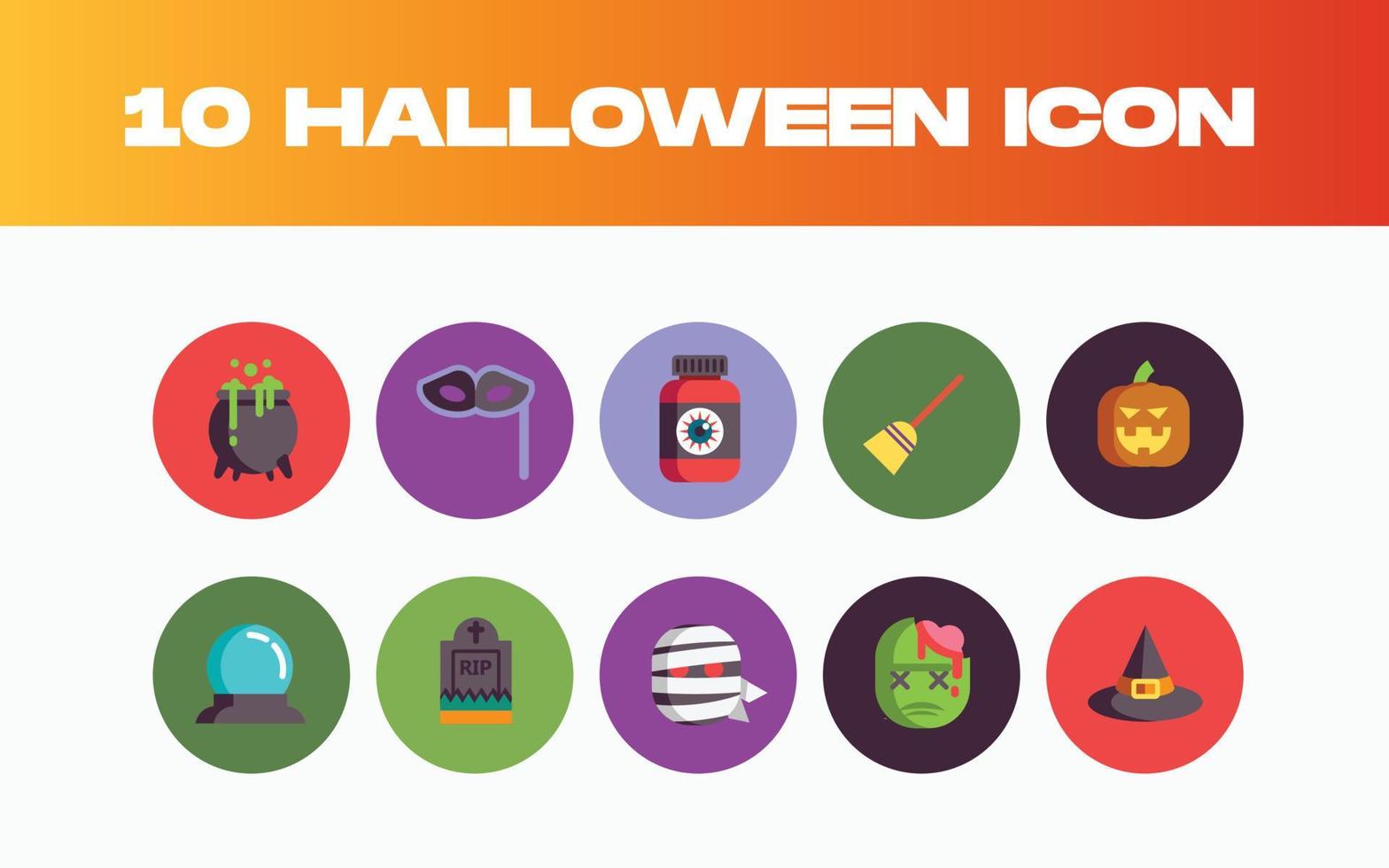 Halloween Flat Icon Set Design vector