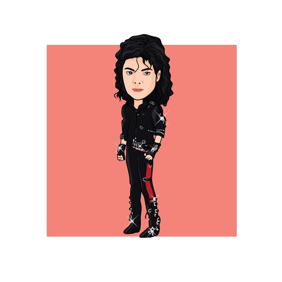 surakarta indonesia - 18 de diciembre de 2021, ilustración de caricatura de michael jackson sobre fondo blanco vector