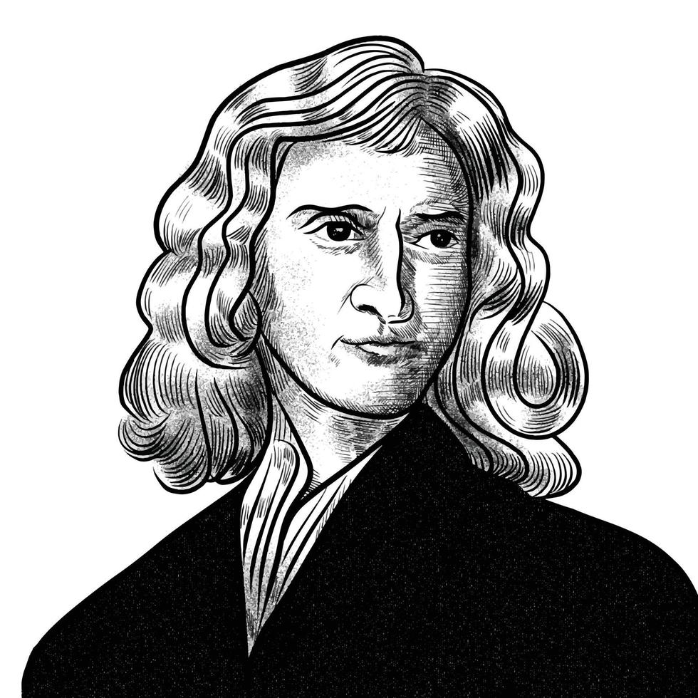 surakarta indonesia - 15 de diciembre de 2021 - isaac newton ilustración sobre fondo blanco vector