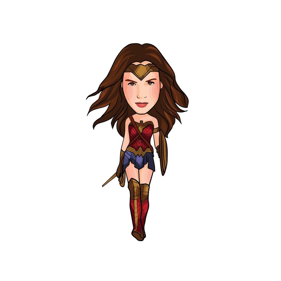 Surakarta Indonesia - Januari 3 2022 , Wonder Woman illustration character on white background vector