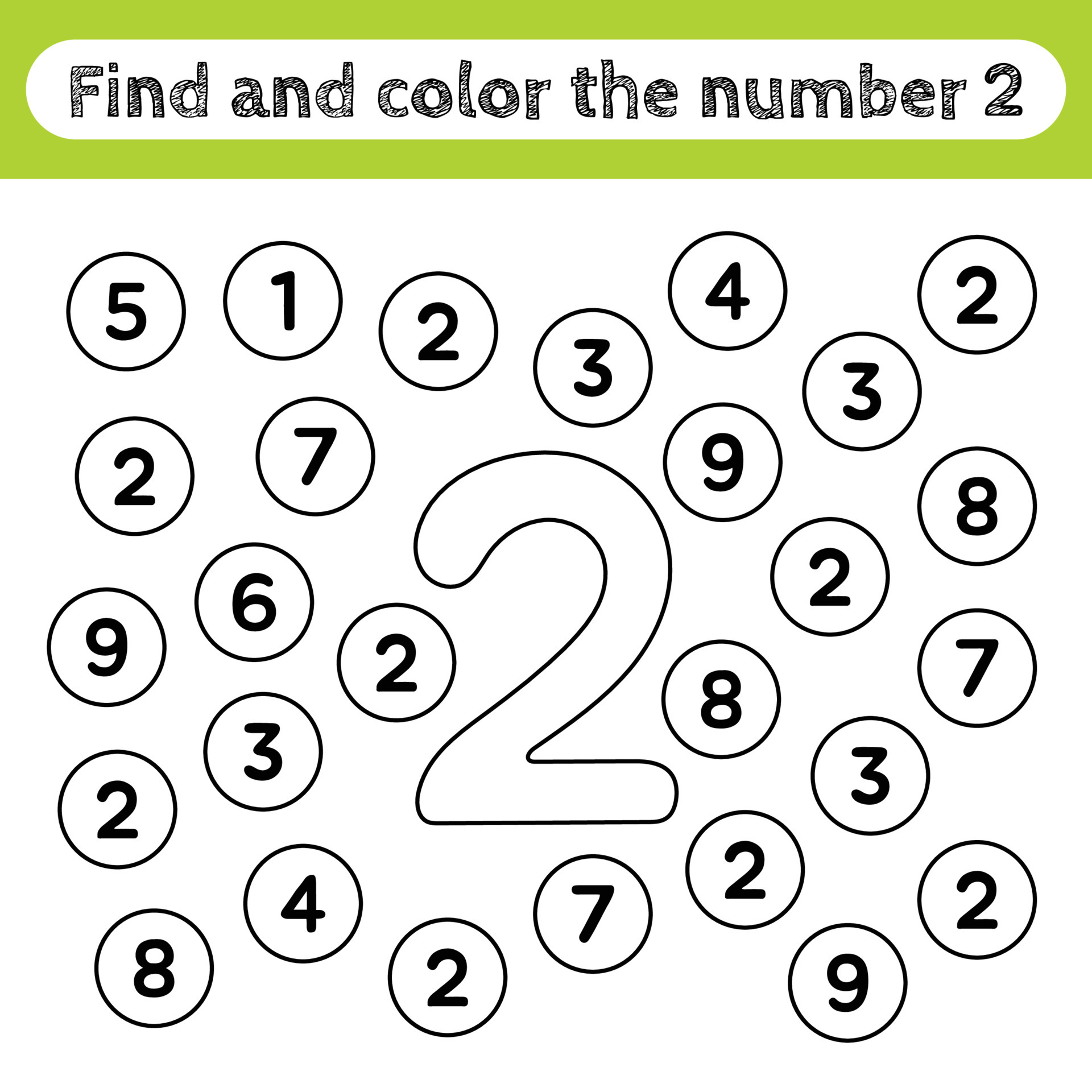 Learning Worksheets For Kids Find And Color Numbers Educational Game Learning Worksheets For Kids Find And Color Numbers Educational Game