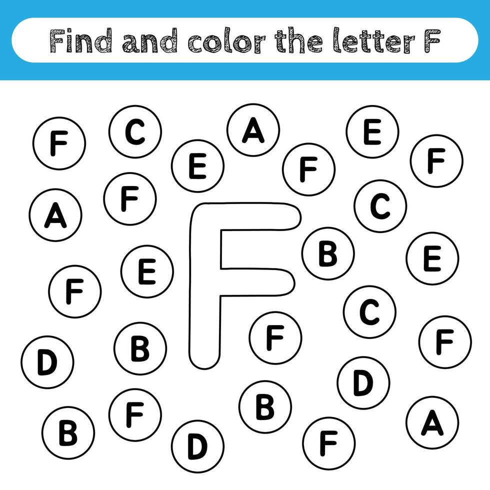 learning worksheets for kids find and color letters educational game to recognize the shape of the alphabet letter f 5096087 vector art at vecteezy