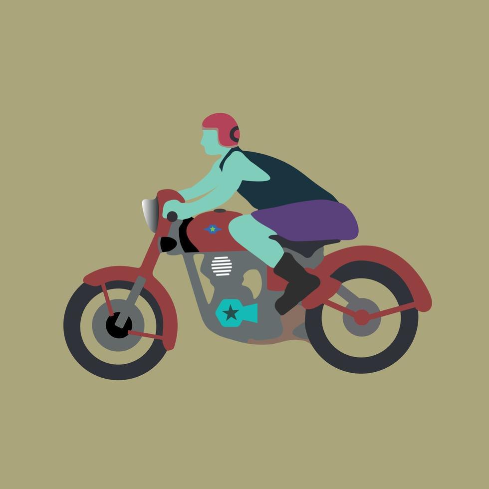 man with custom motorcycle japstyle vector images