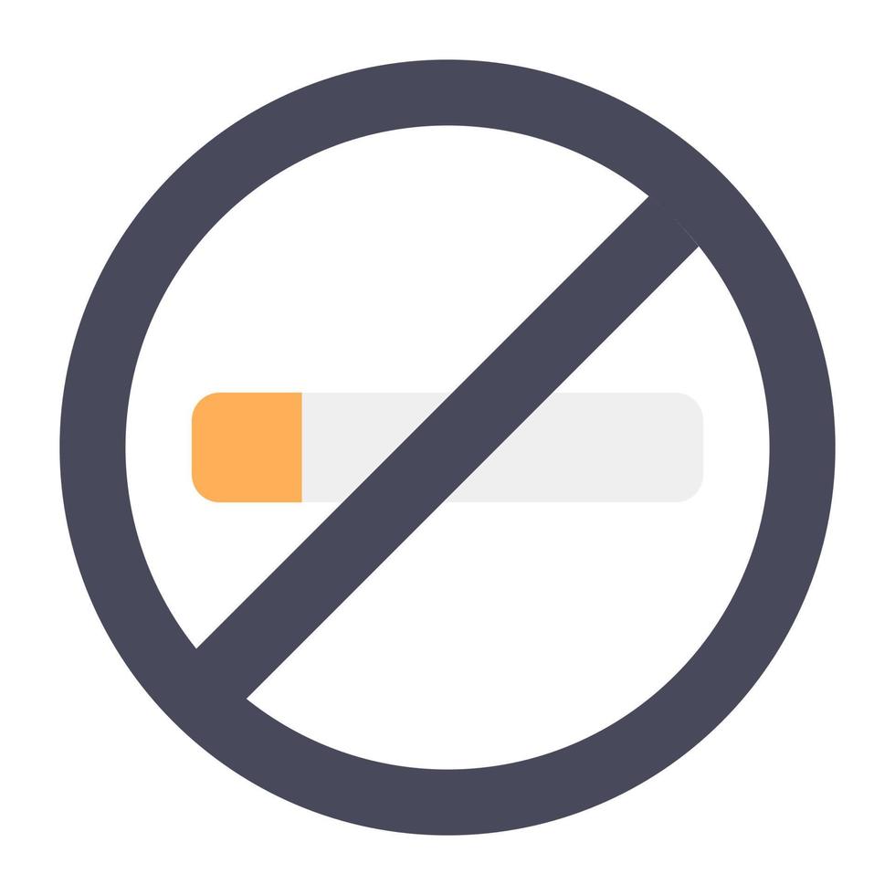 Stop smoking in flat vector, cigarette under forbidden sign vector