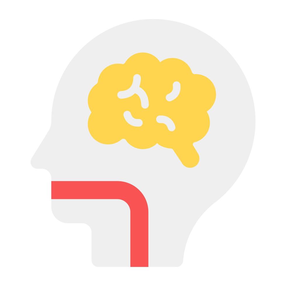 Human brain neural structure, flat icon vector