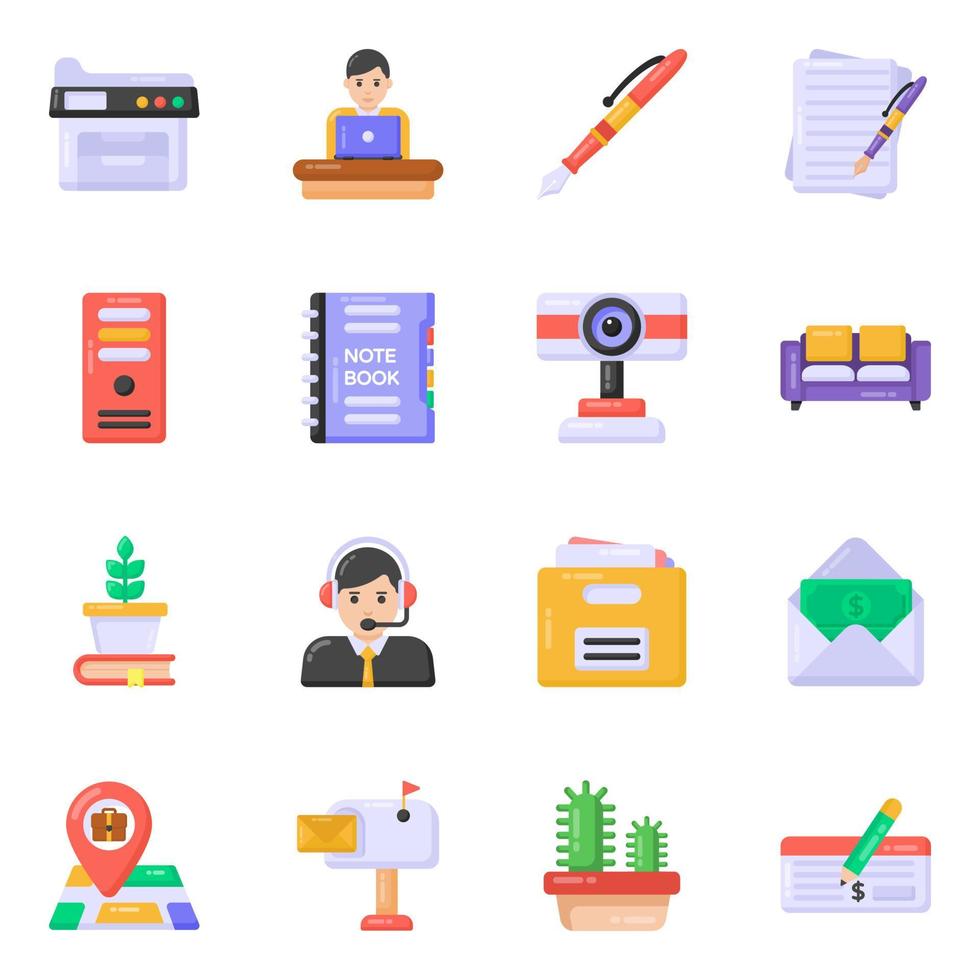 paquete de iconos planos de equipo vector