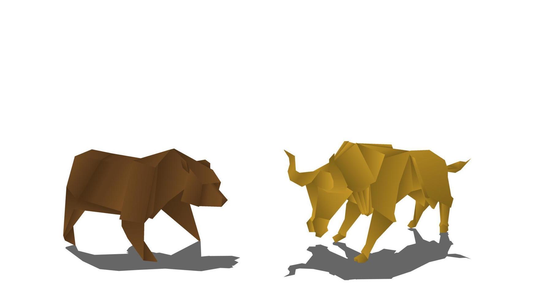 WebStock market design of bull and bear origami. vector