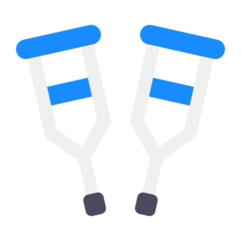 A mobility aid icon in flat style, crutches vector