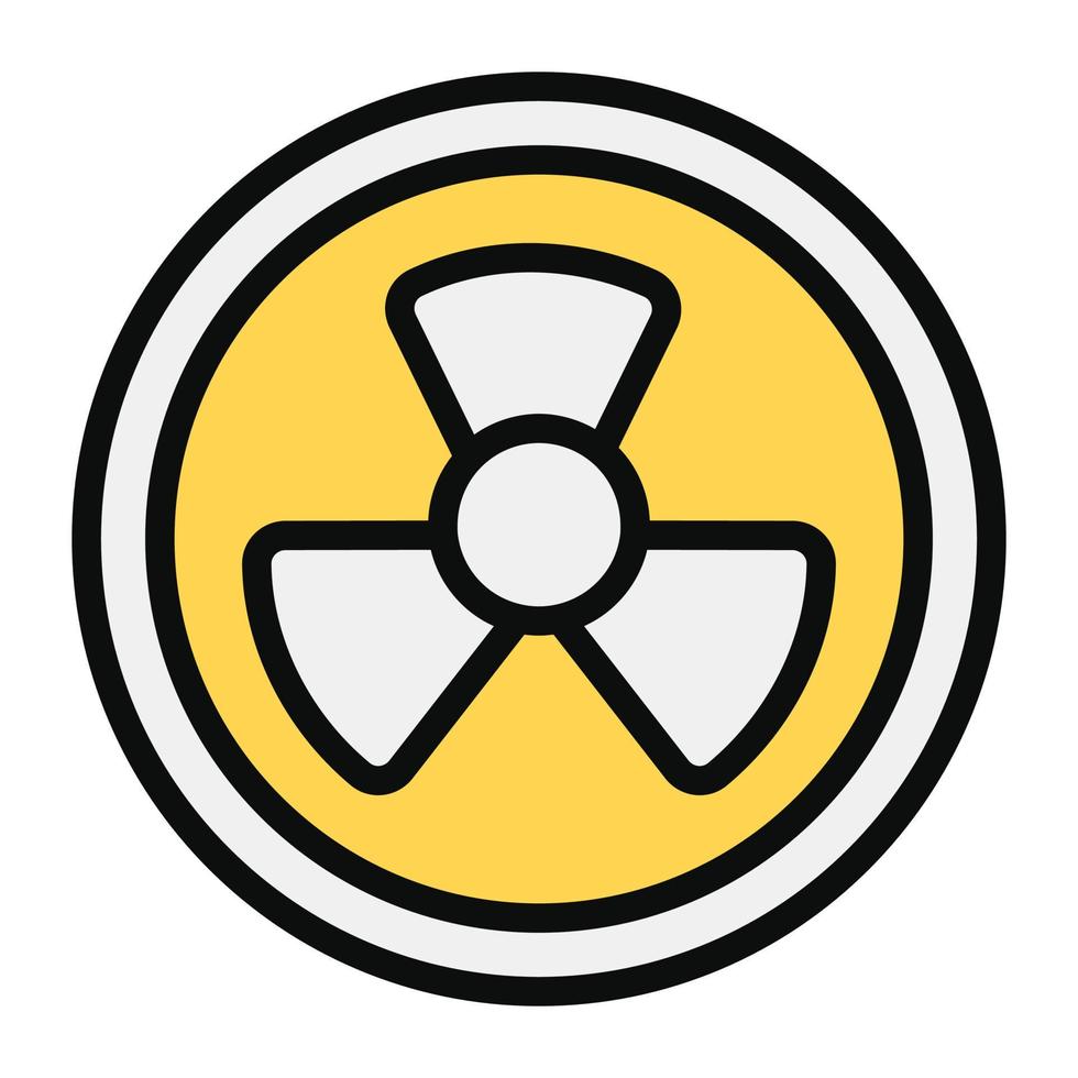 A chemical radioactive symbol icon in flat design, radiation vector