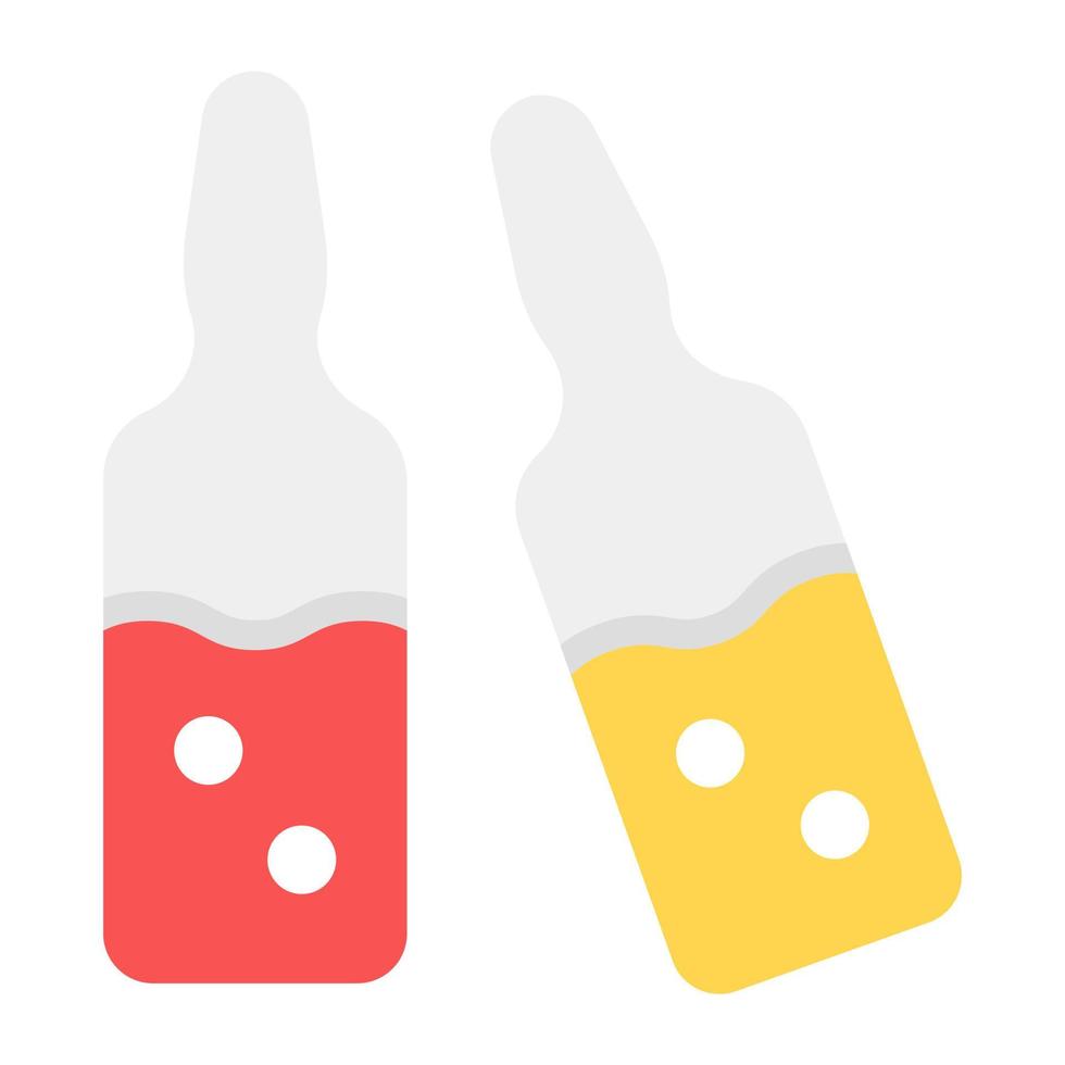 Sealed vial for vaccination, medical ampoule icon in flat style vector