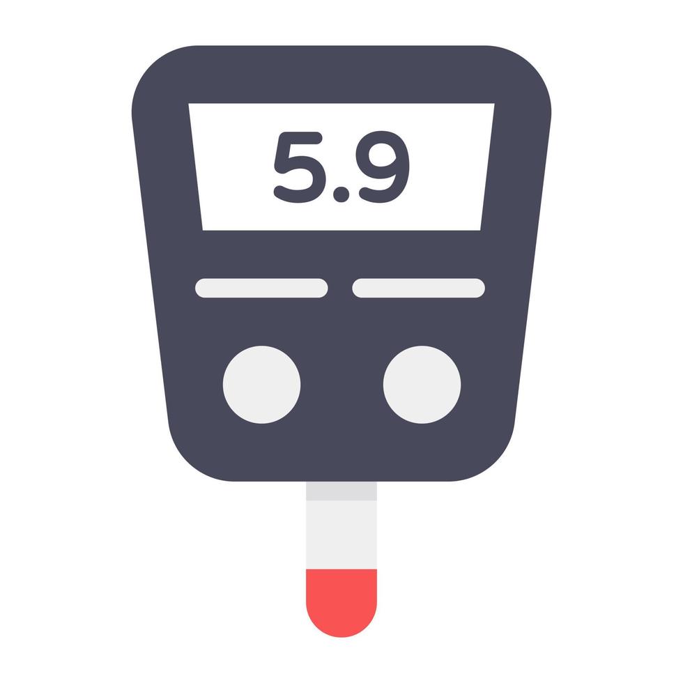 diseño vectorial plano de glucómetro, un dispositivo médico utilizado para determinar la concentración de glucosa en la sangre vector