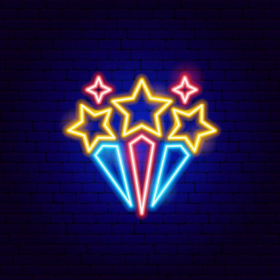 Fireworks Star Neon Sign vector