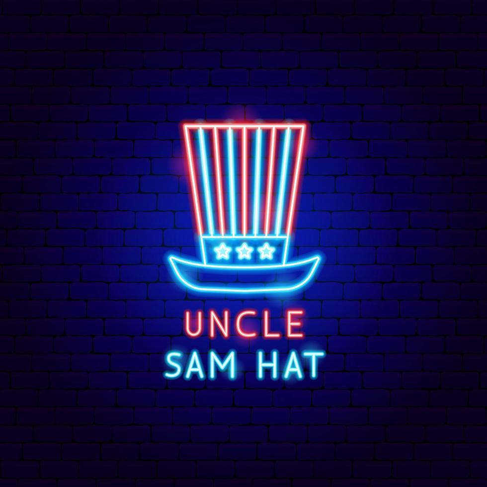 Uncle Sam Hat Neon Label vector