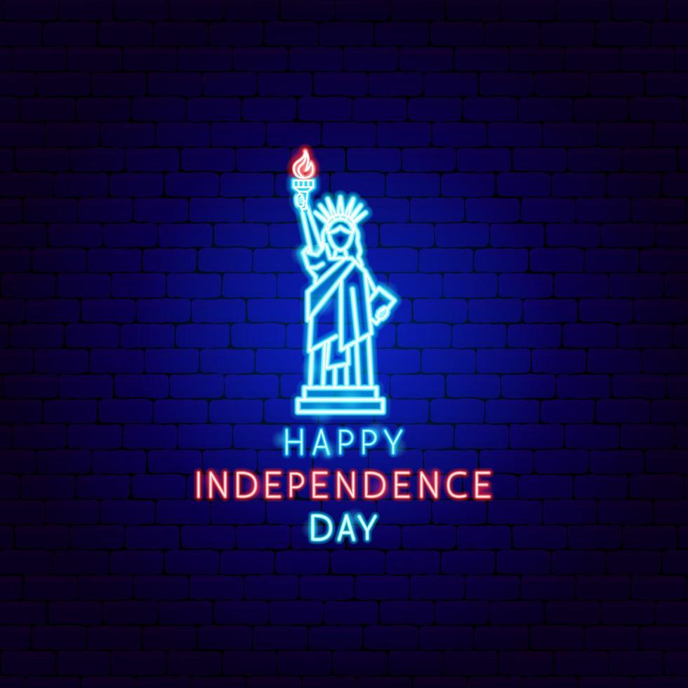 Happy Independence Day Neon Label vector