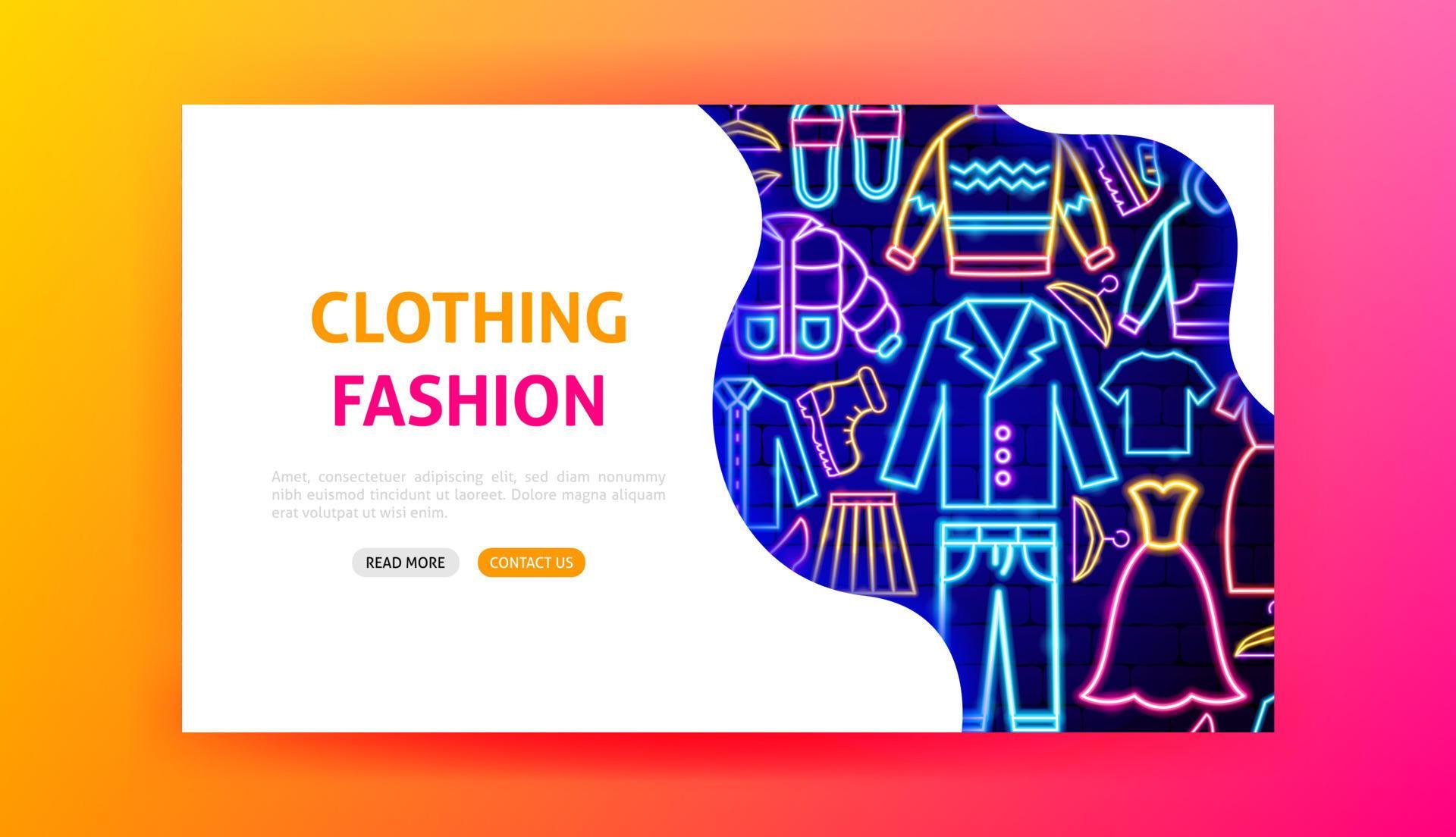 Clothing Fashion Neon Landing Page 5096536 Vector Art at Vecteezy