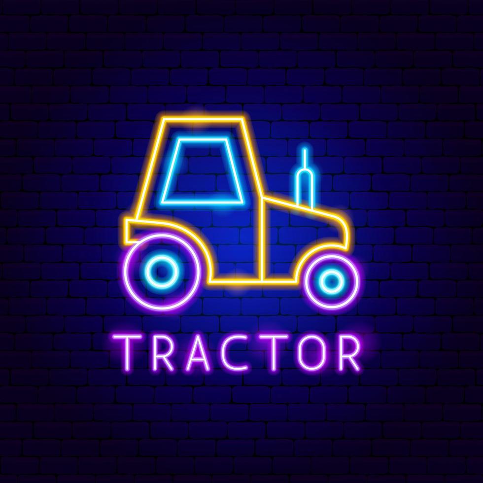 Tractor Neon Label vector