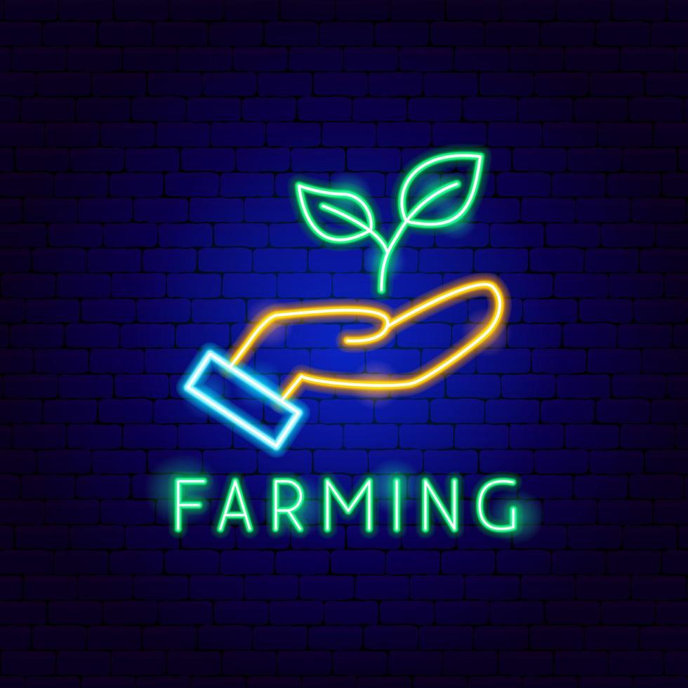 Farming Neon Label vector