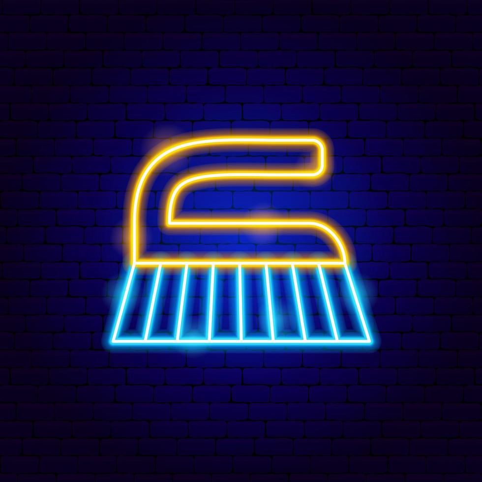 Washing Brush Neon Label vector