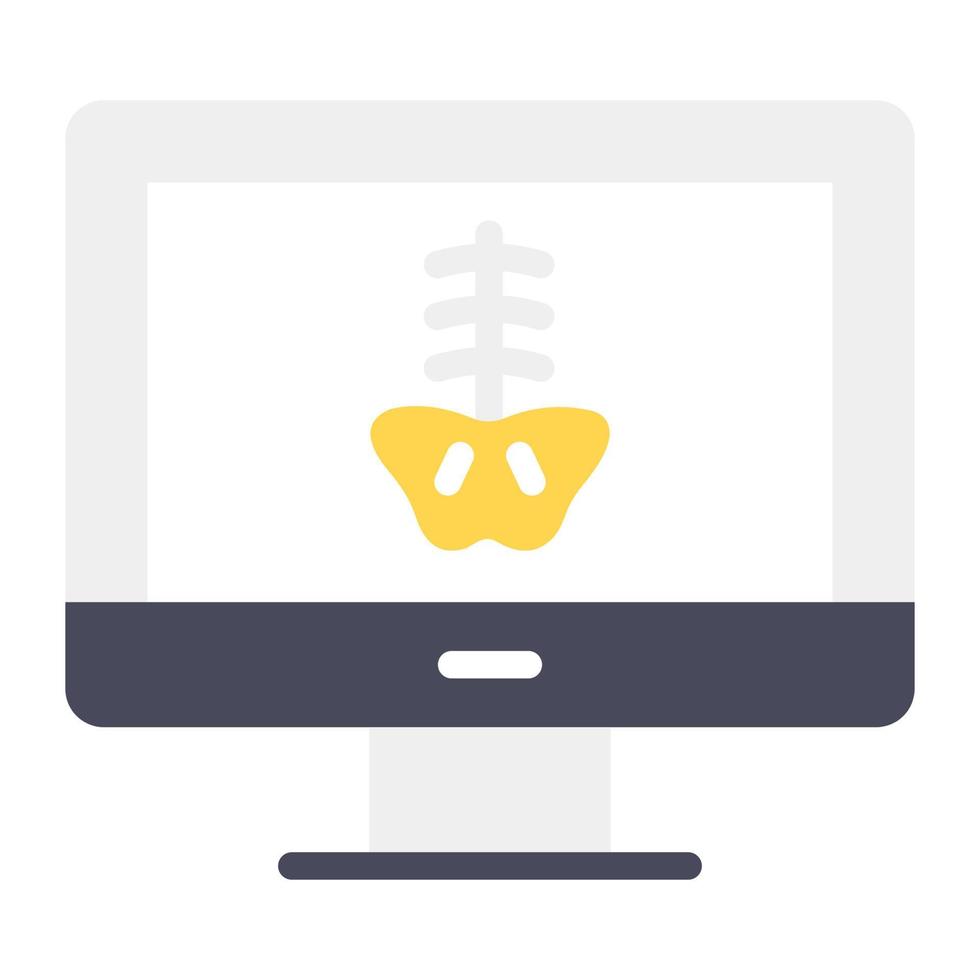 Bone inside monitor, concept of online x ray icon vector