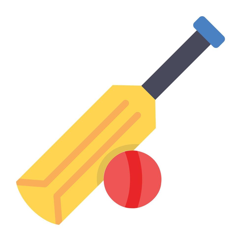 bate y pelota con diseño de icono de cricket vector