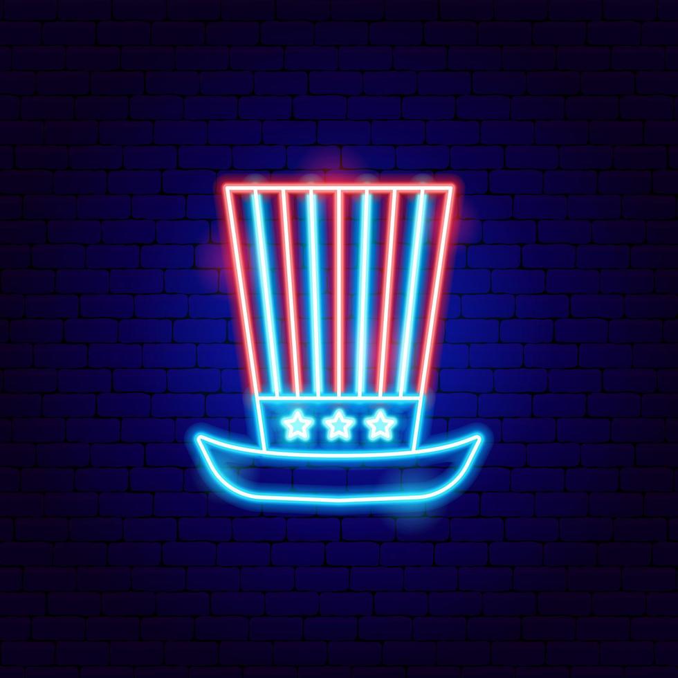 USA Uncle Sam Hat Neon Sign vector
