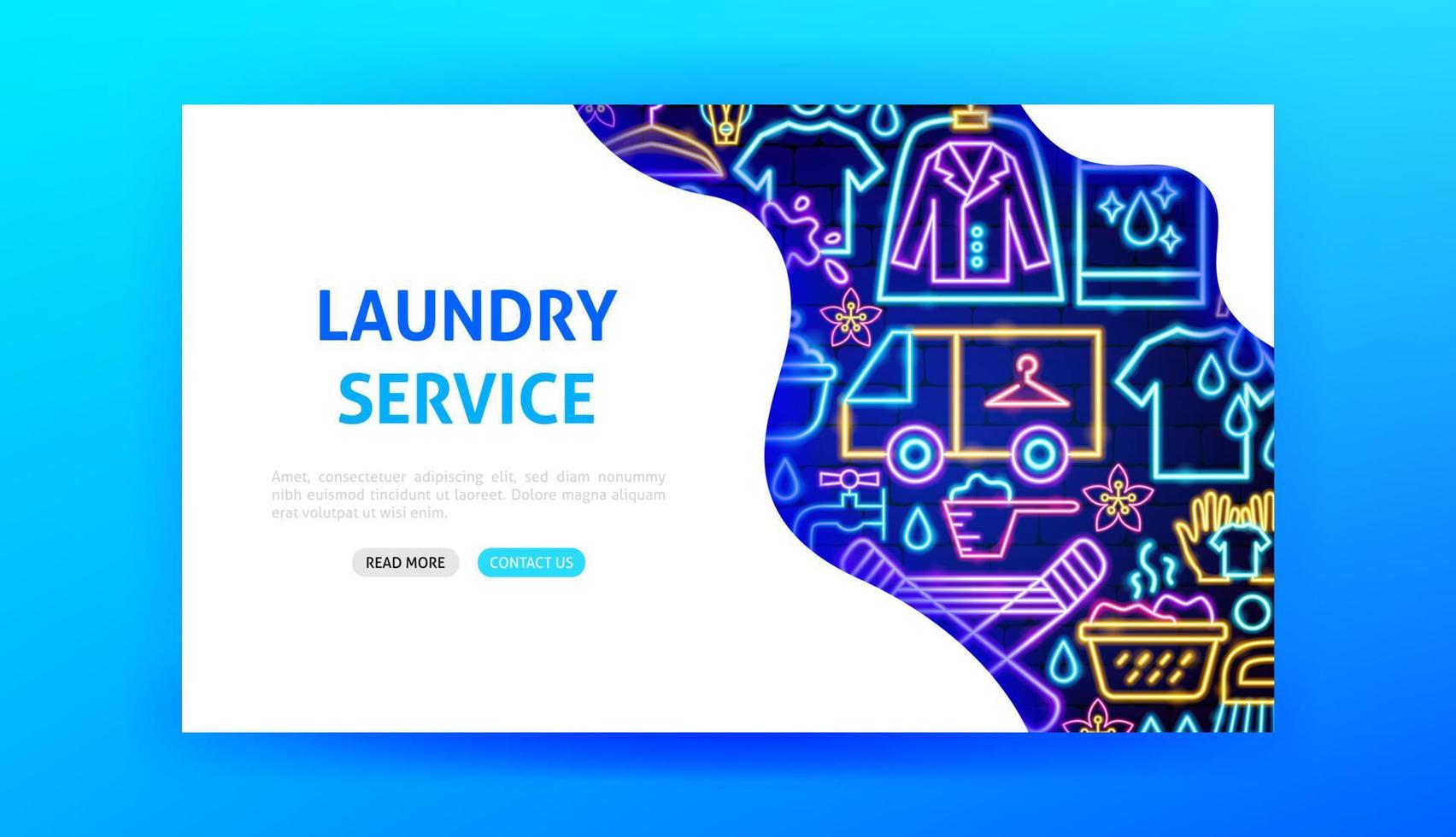 Laundry Service Neon Landing Page vector