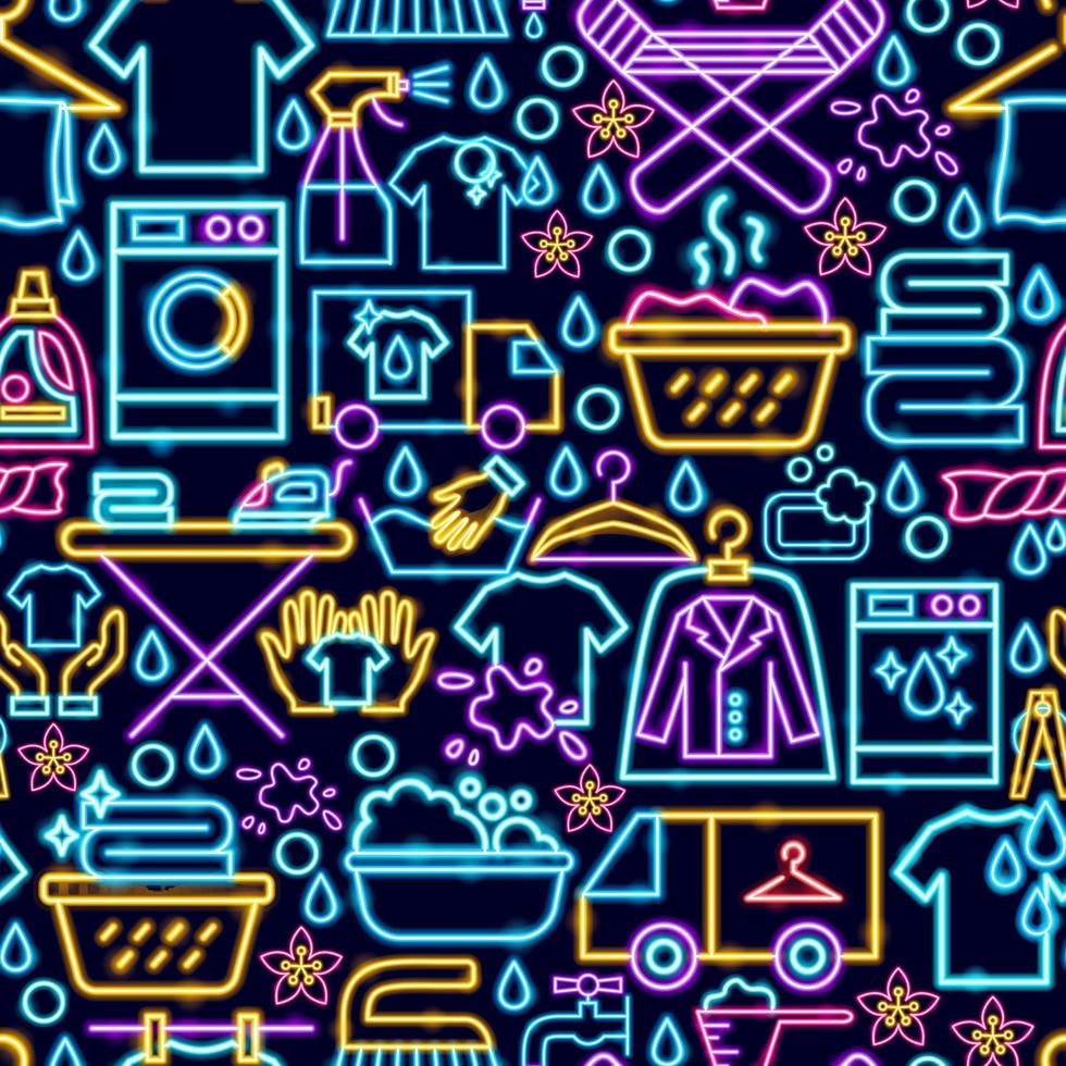 Laundry Seamless Neon Pattern vector