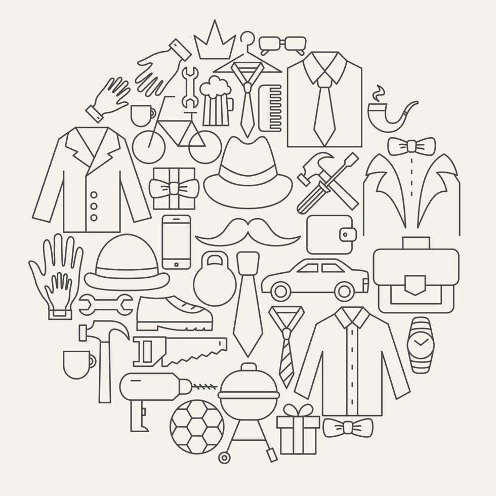 Father Day Line Icons Circle vector